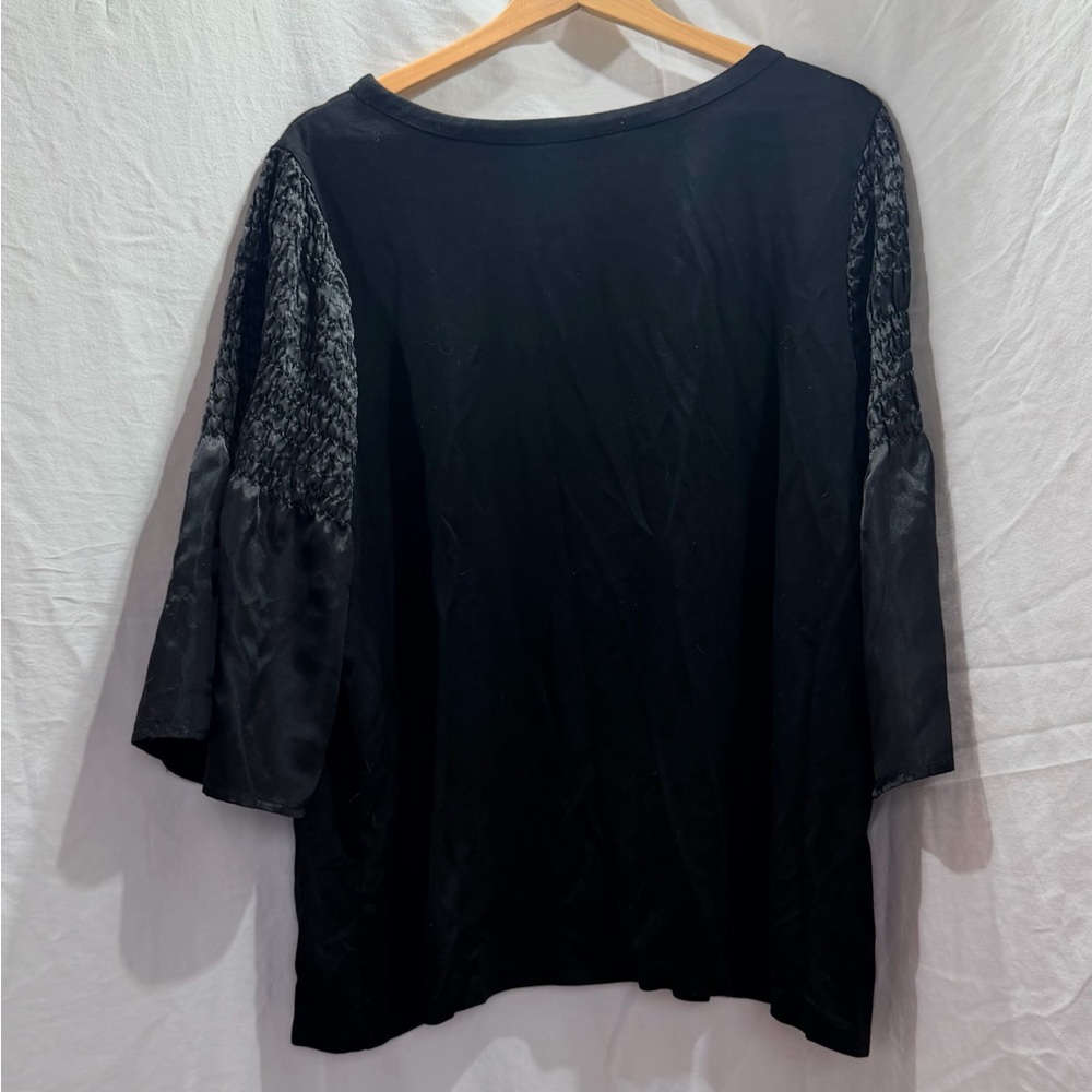 Jessica London Black Long Sleeve Smocked Detail Top - Picture 2 of 7